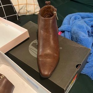 Brown snake skin booties